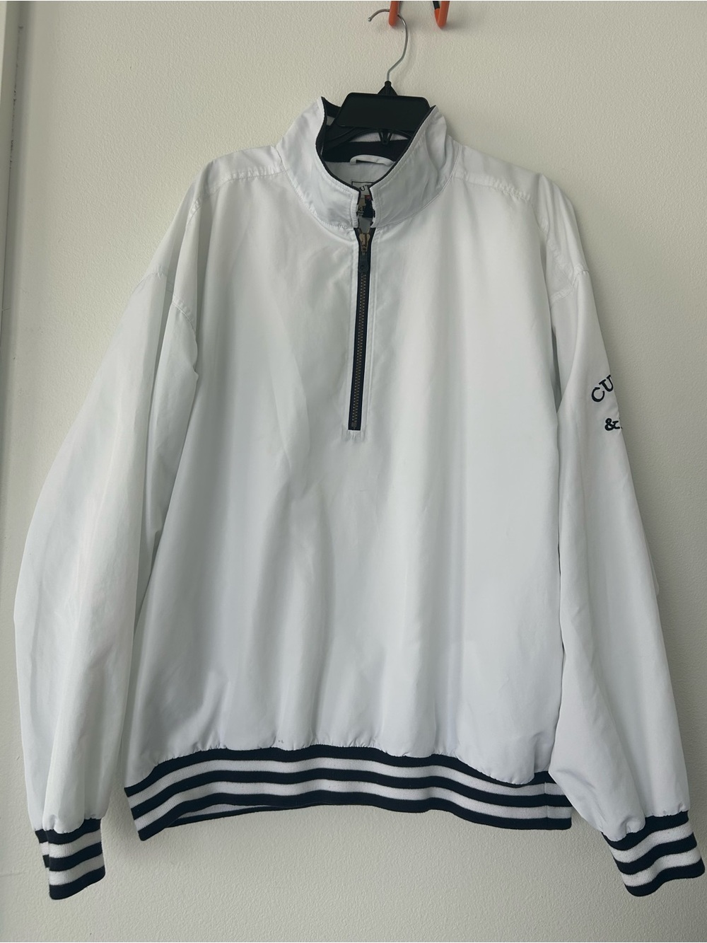 Cutter & Buck Men’s White Quarter-Zip Windbreaker Pullover Size XL
